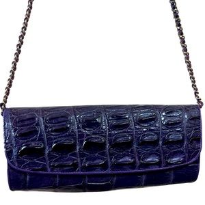NWOT Crocodile Skins Genuine Crocodile Leather Purple Clutch Crossbody NWOT